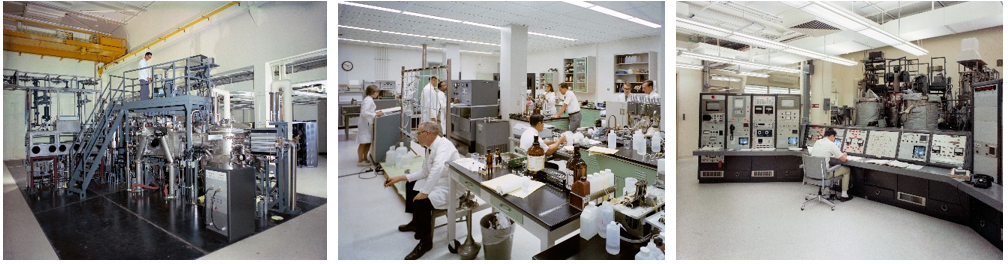 Left: The LRL’s complex vacuum machinery. Middle: One of the LRL’s biochemistry laboratories. Right: The gas analysis laboratory. Credits: NASA