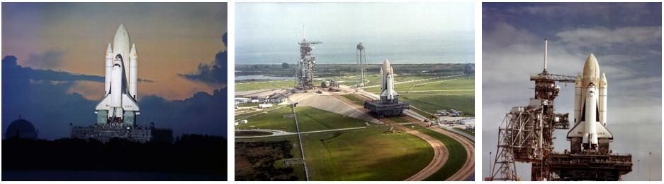 Images of Columbia’s seven-hour trek out to Launch Pad 39A in preparation for STS-2. Credits: NASA