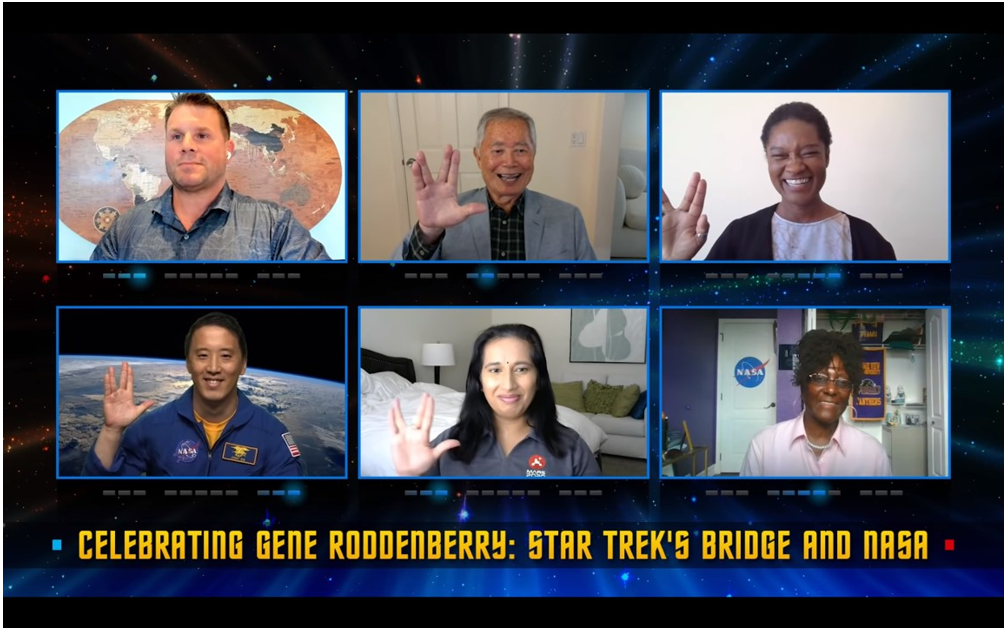 In a tribute to Star Trek creator Gene Roddenberry on the 100th anniversary of his birth, his son Rod, upper left, hosts a virtual panel discussion about diversity and inspiration.