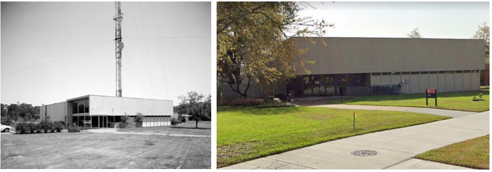 Left: A building (Site 11) at 4513 Cullen, on the University of Houston campus, housed the Manned Spacecraft Center’s Data Computation and Reduction Center. Right: The same building on the university’s campus today. Credits: Google Maps