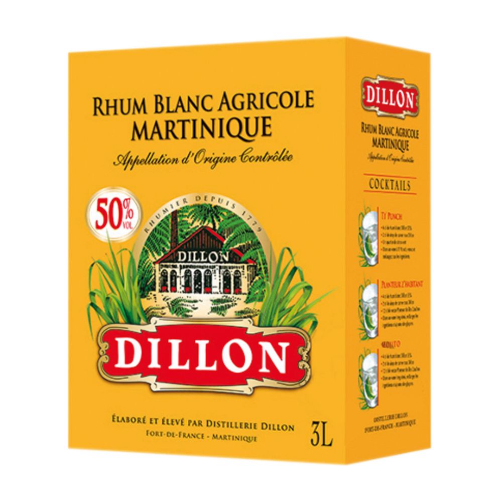 RHUM BLANC AOC AGRICOL DILLON 50° BIB 3L