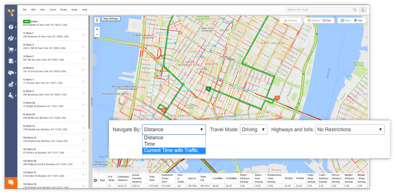 Route4Me becomes a driving route planner when you use it to predict traffic