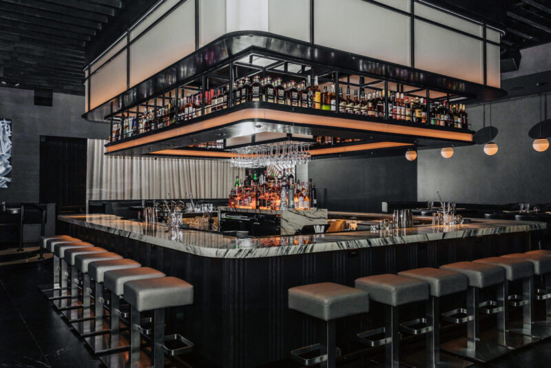 Bar with stools.