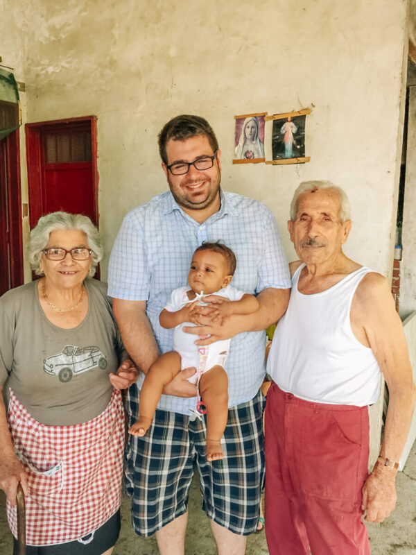 Photo of Chef Massimo with his grandmother and grandfather and daughter.