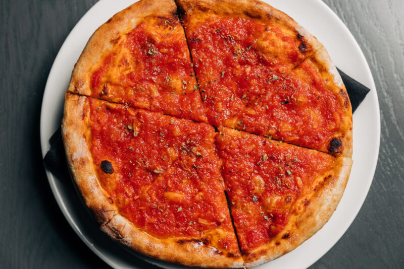 Overhead image of a Marinara Pizzette Pizza