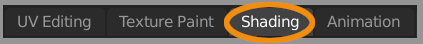 Shading workspace tab at the top of the screen