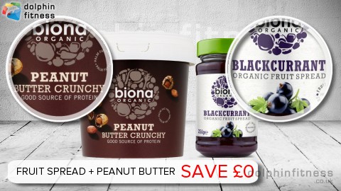 Biona Organic Peanut Butter Crunchy Salted (1 x 1000g) + Blackcurrant Fruit Spread (1 x 250g)