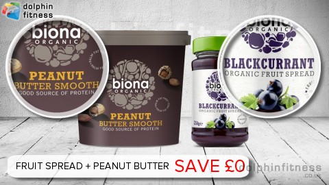 Biona Organic Peanut Butter Smooth (1 x 1 kg) + Blackcurrant Fruit Spread (1 x 250g)