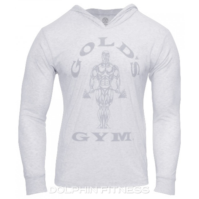 Gold's Gym Long Sleeve Hoodie T-Shirt (White)