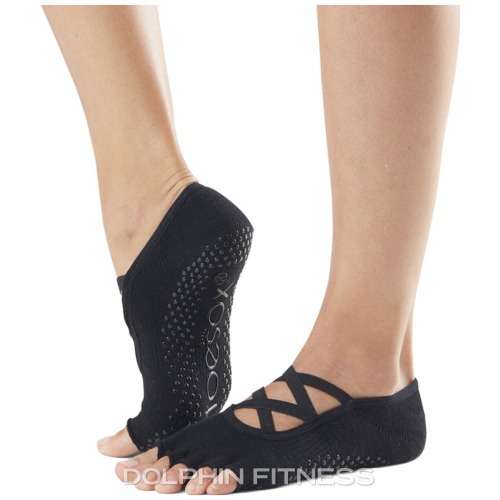 Toesox Half Toe Elle Criss Cross Five Toe Yoga Pilates Barre Grip