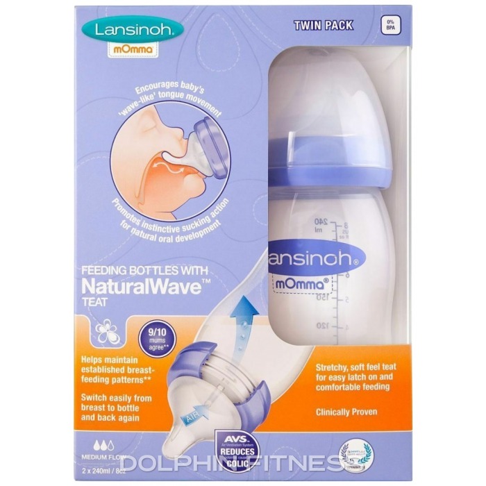 Lansinoh Feeding Bottle with NaturalWave Teat Twin Pack 2 x 240 ml