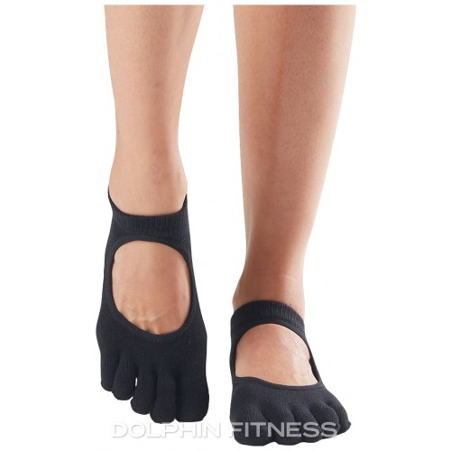 ToeSox Full Toe Bellarina Grip Sock (Black)