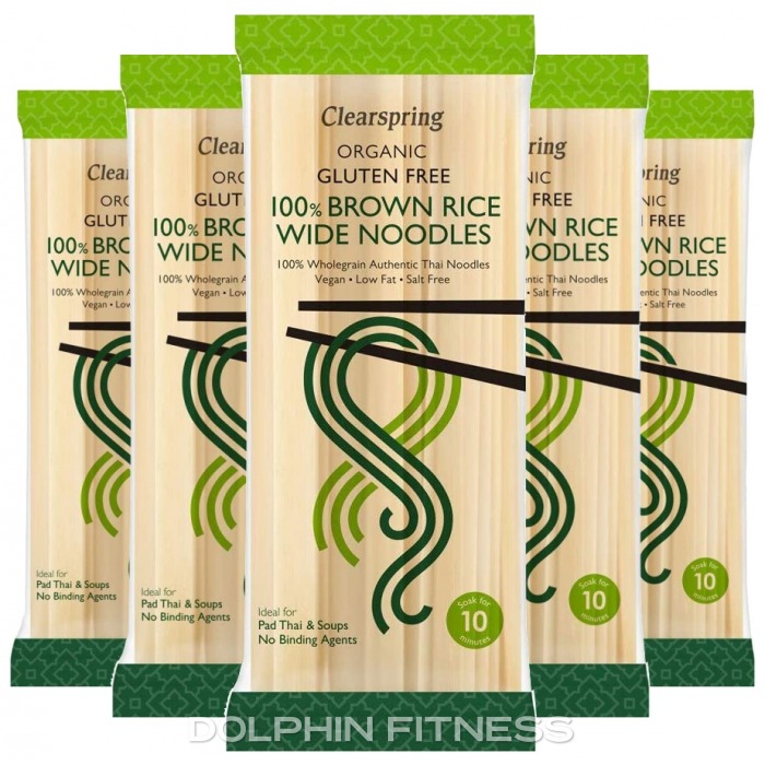 Clearspring Organic Gluten Free 100 Brown Rice Wide Noodles 5 x 200g