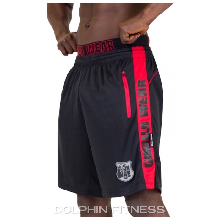 Black/Red Bodybuilding Fitness Gorilla Wear Shelby Shorts 