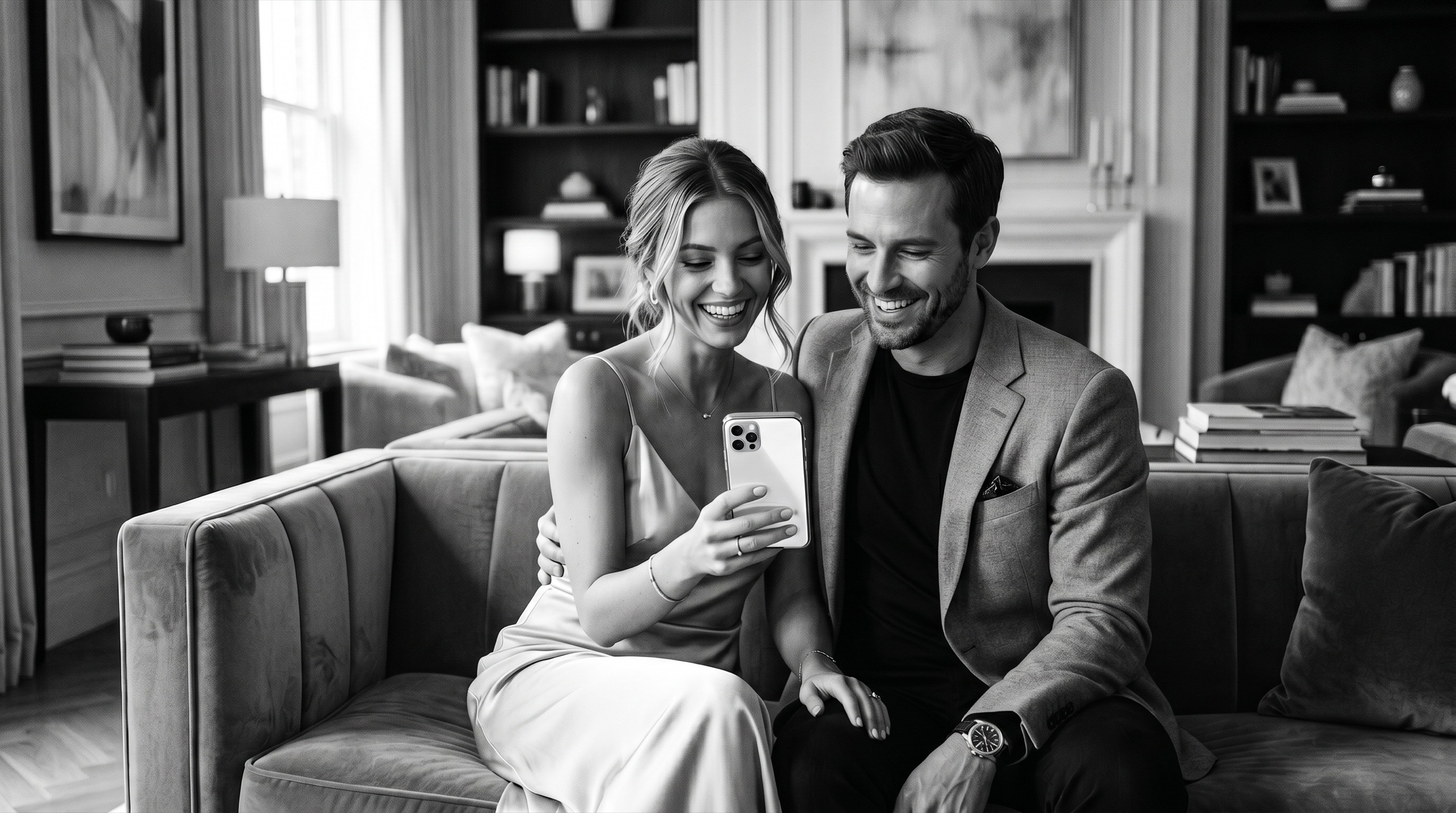 A happy engaged couple together