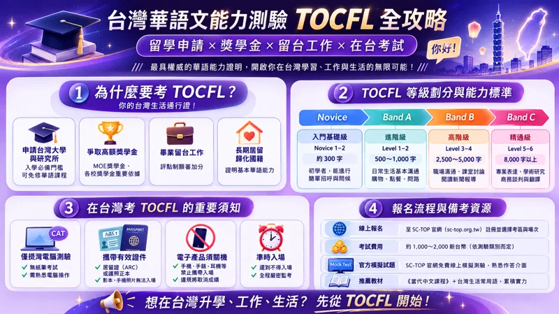 台灣華語文能力測驗（TOCFL）全攻略：為什麼要考？留學申請優勢與在台考試須知