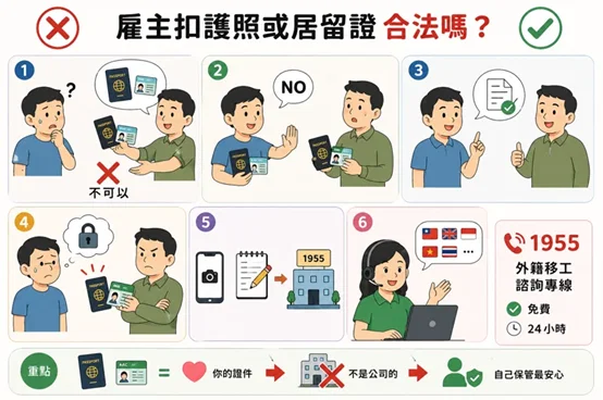 雇主可以扣我護照或居留證嗎？我該如何拒絕？