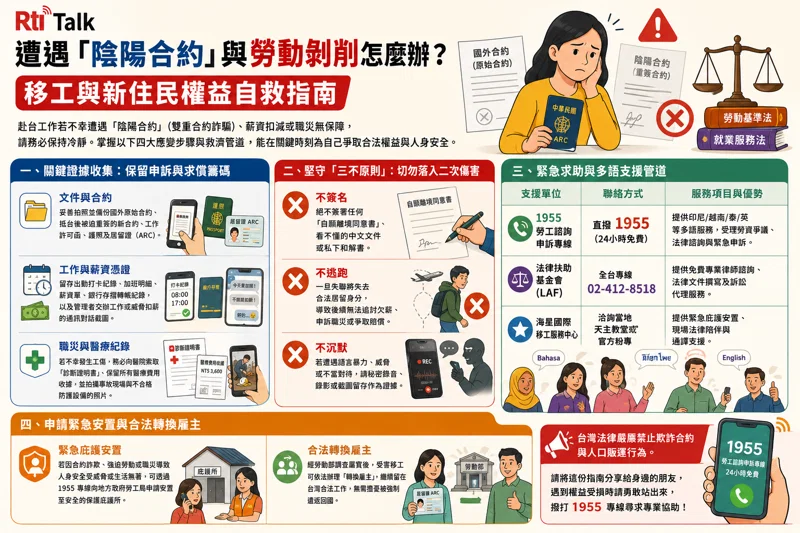 遭遇「陰陽合約」與勞動剝削怎麼辦？移工與新住民權益自救指南