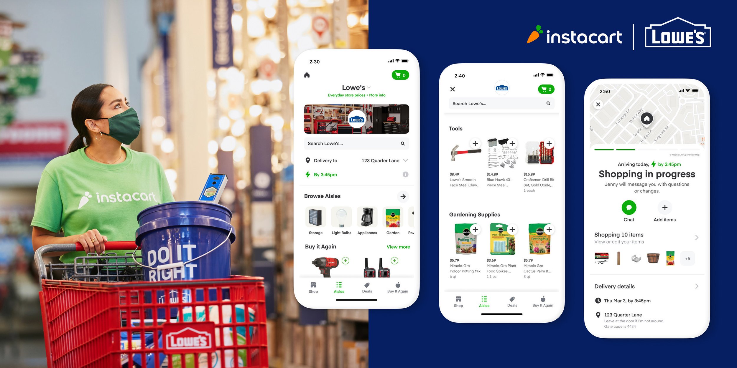 Instacart and Lowe's announce same day delivery service