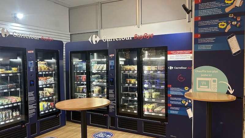 Reckon.ai powered Carrefour BuyBye interactive fridge deployed at Auderghem, Belgium hypermarket