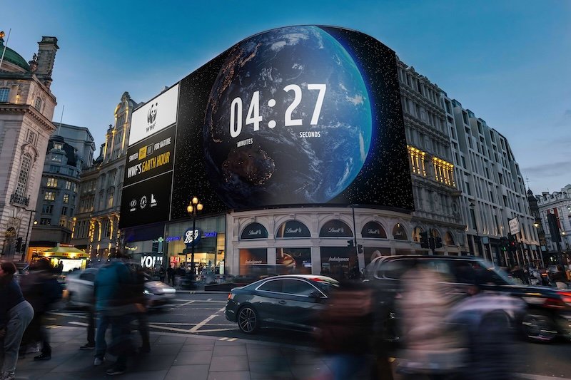 Ocean Outdoor landmarks including BFI IMAX and Piccadilly Lights power down for WWF's Earth Hour