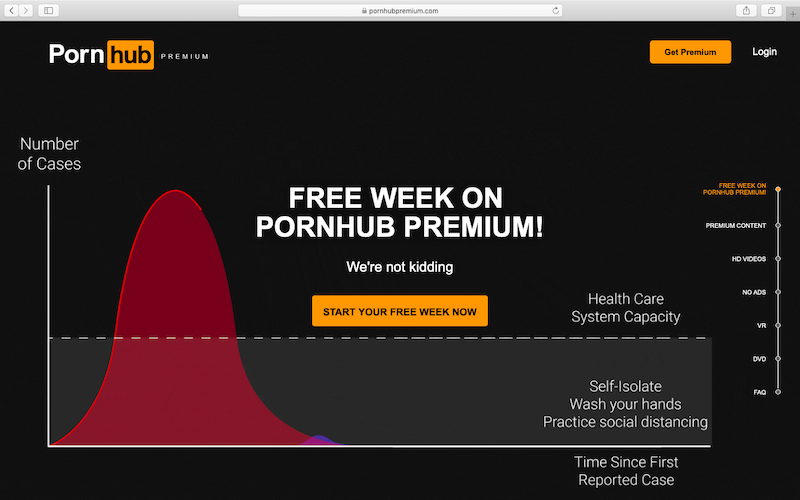 Pornhub Premium free for one week during coronavirus lockdown