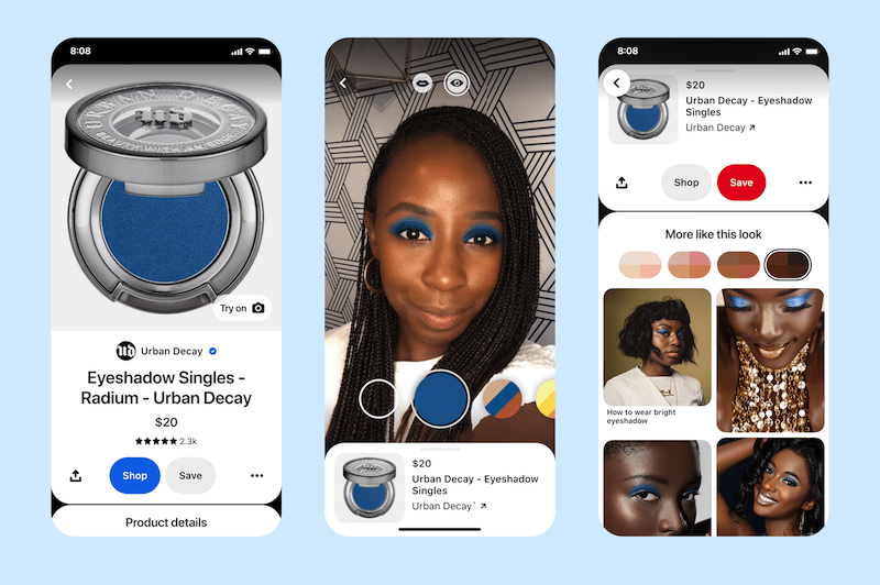 Pinterest adds eyeshadow to Try On AR offering