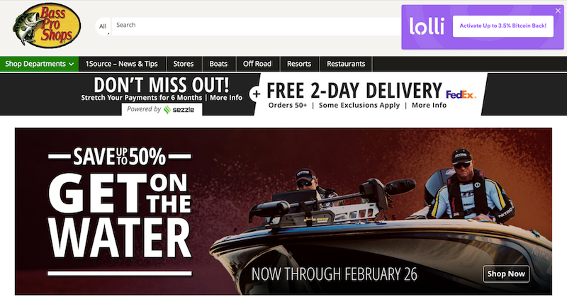 Bass Pro Shops signs on with Bitcoin venture Lolli