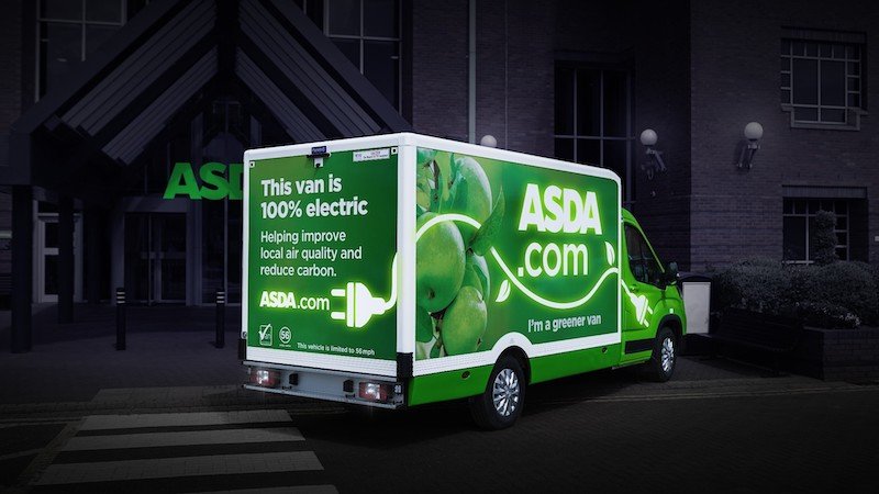 Asda reports that home deliveries from three stores to be delivered by electric vehicles