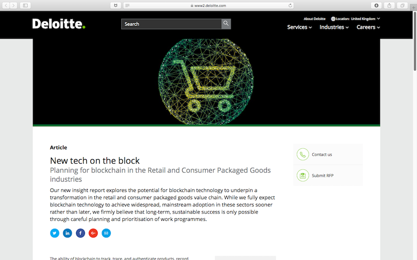 Retail and CPG sector set for blockchain boost, Deloitte