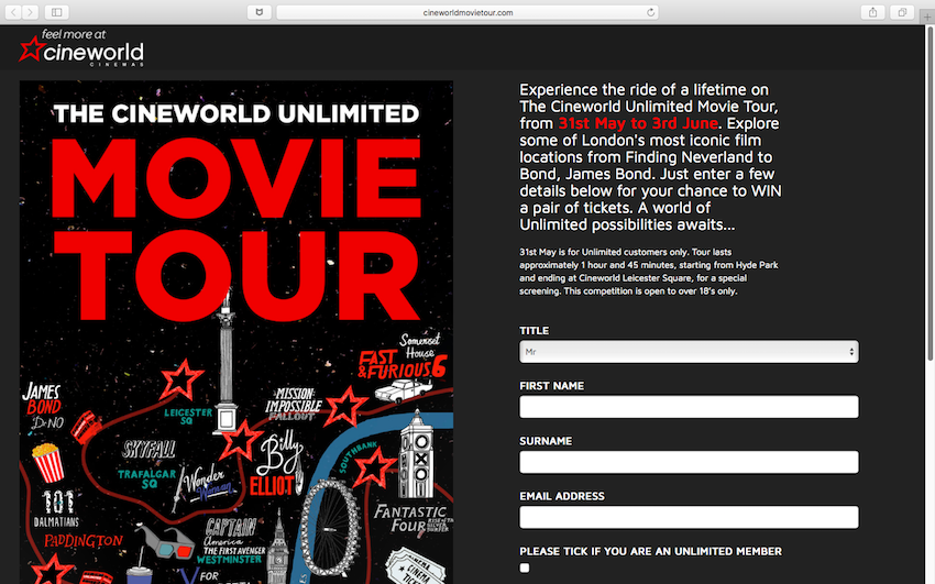 Cineworld unveils London movie tour experience