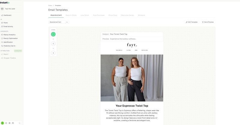 Australian fashion brand Fayt The Label moves away from Klaviyo and launches with Instant AI