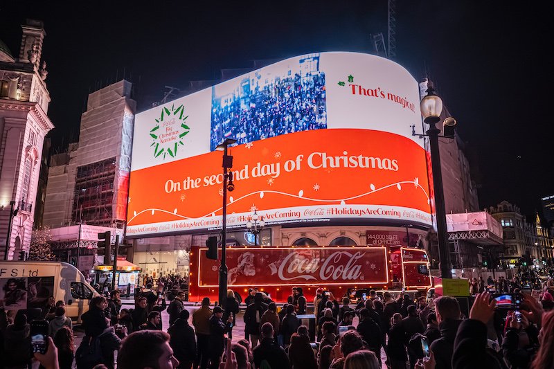 Coca-Cola kickstarts Christmas with karaoke takeover of London's Piccadilly Circus