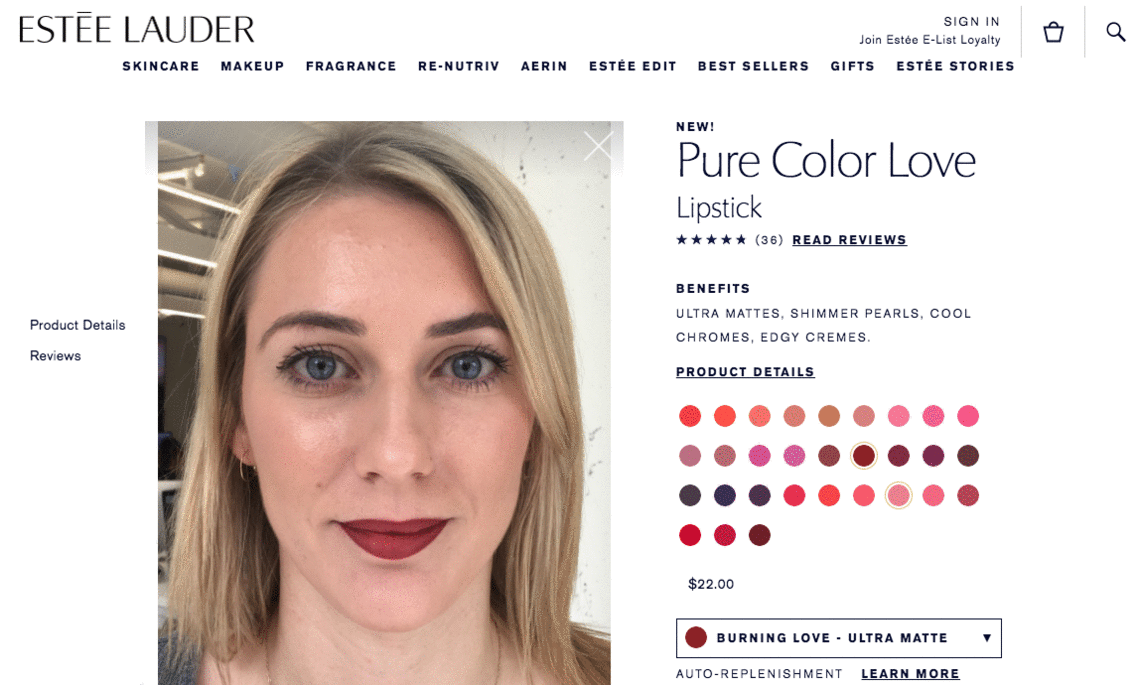 ModiFace powers Estée Lauder AR e-commerce previews