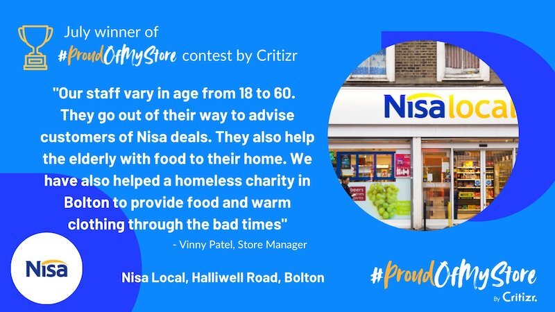Nisa Local Bolton lands Critizr Proud of My Store award