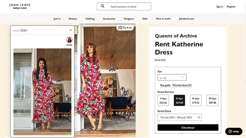 John Lewis adds Zyler Virtual Try-On solution to its fashion online rental service