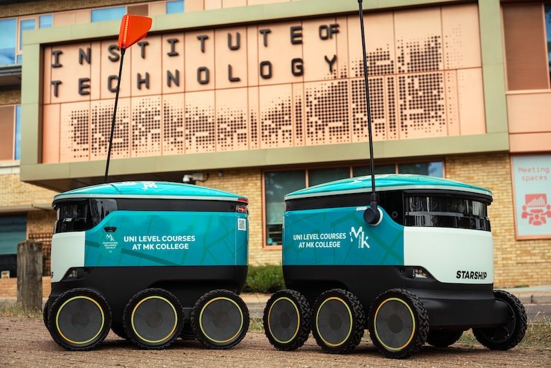 Starship Technologies delivery robots in Milton Keynes promote university courses to local residents 