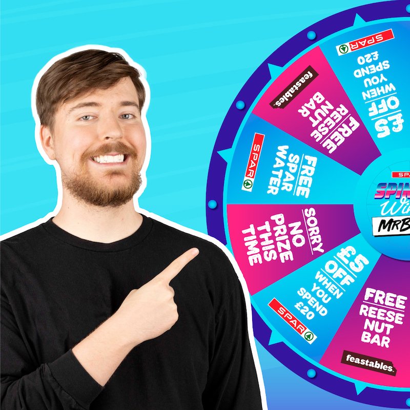 SPAR launches Spinner Winner campaign with YouTuber MrBeast and his Feastables chocolate bars  