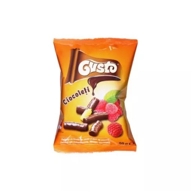 Gusto - Křupky v čokoládě s malinovou příchutí 50 g