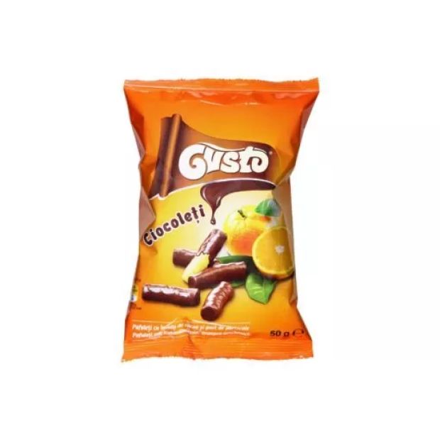 Gusto - Křupky v čokoládě s pomerančovou příchutí 50 g