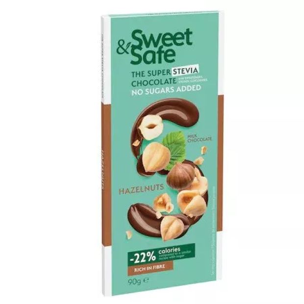 Sweet&Safe - Mléčná čokoláda s lískovými oříšky 90 g