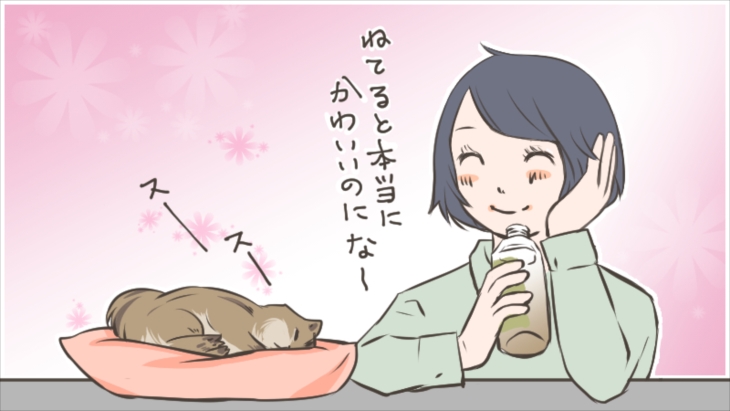 疲れ切っているOLと賢いリス