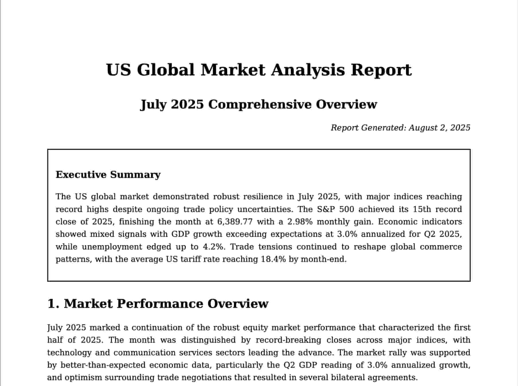 US Market Overview