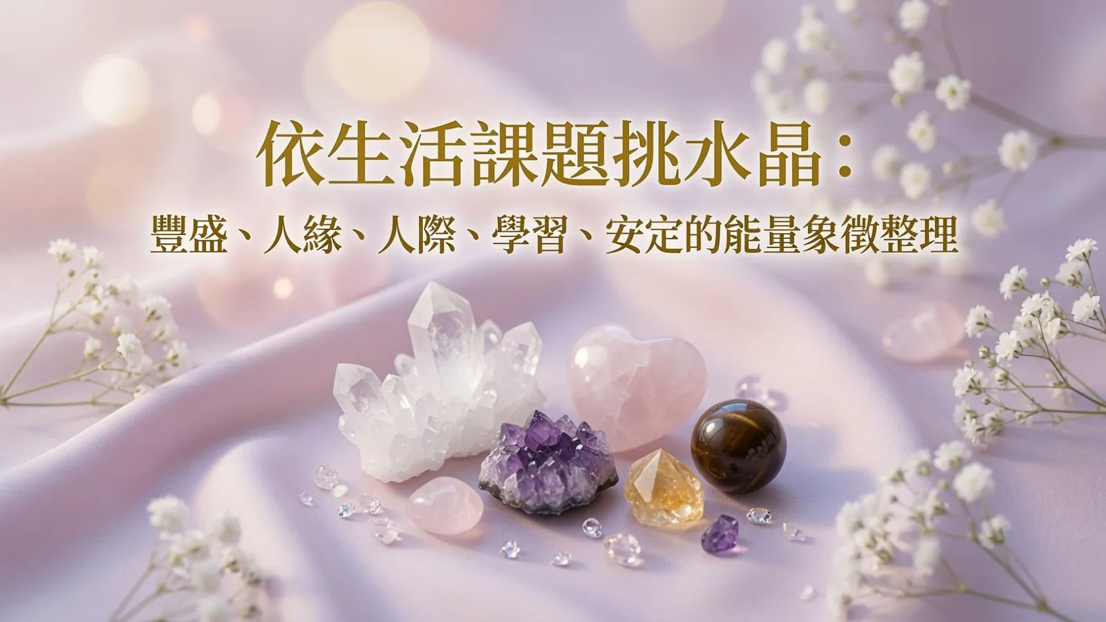 依生活課題挑水晶：豐盛、人緣、人際、學習、安定的能量象徵整理