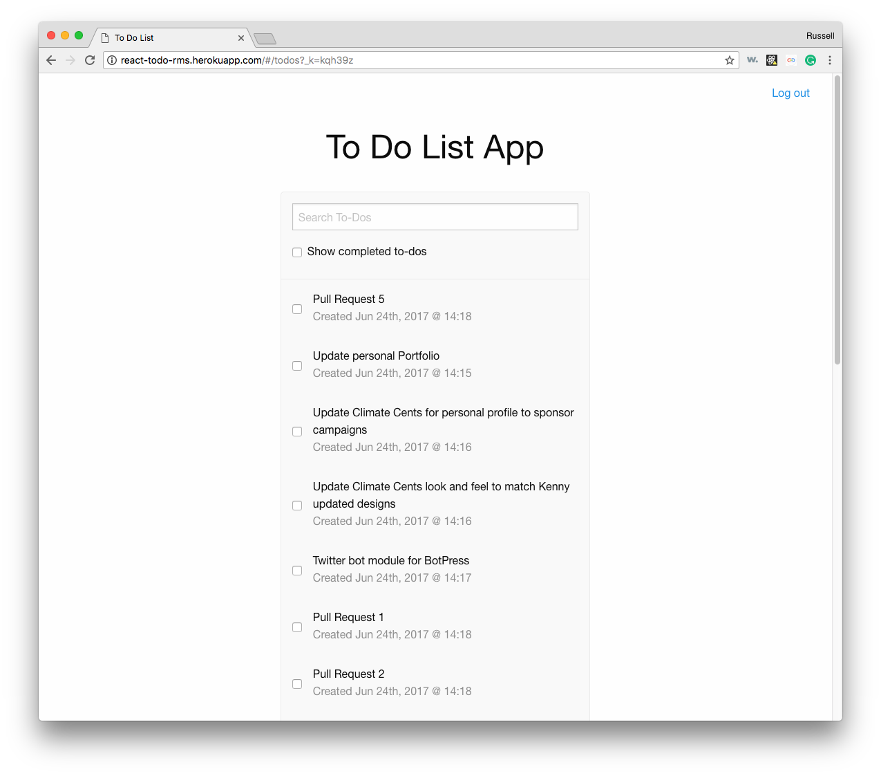 React To Do List