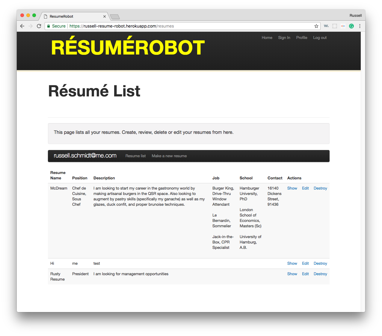 Resume Robot Login