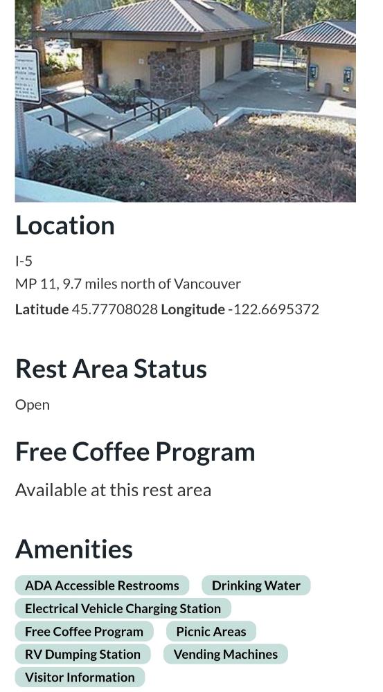 Gee Creek Rest Area (Northbound) - , Washington