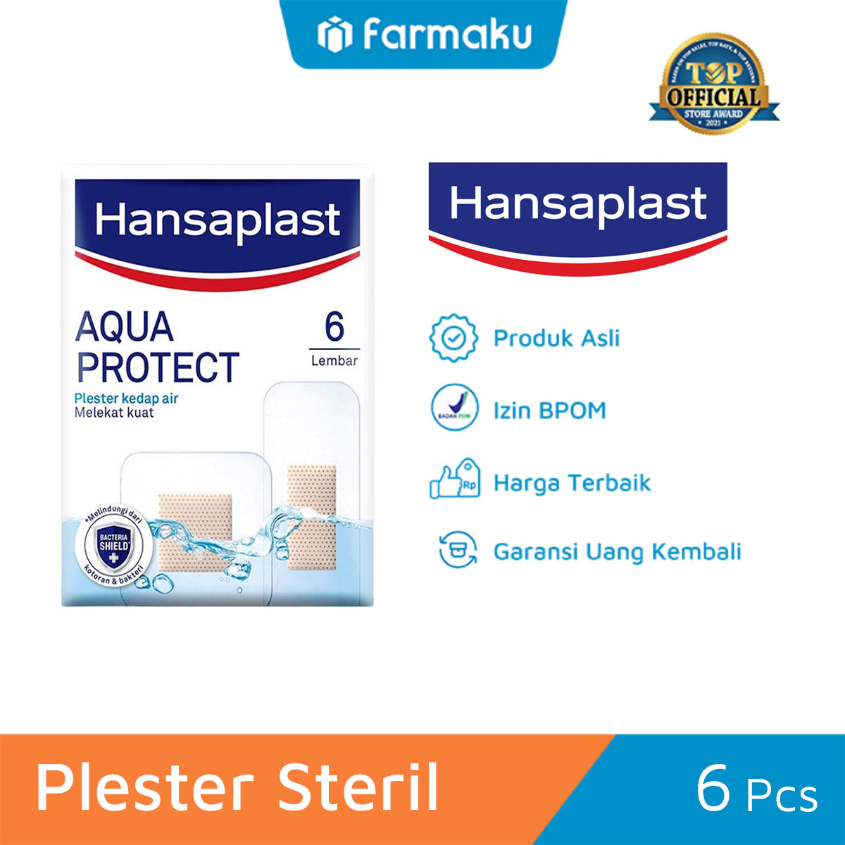 Hansaplast Aqua Protect Steril XL Plester Kedap Air Box 5 Lembar | Farmaku