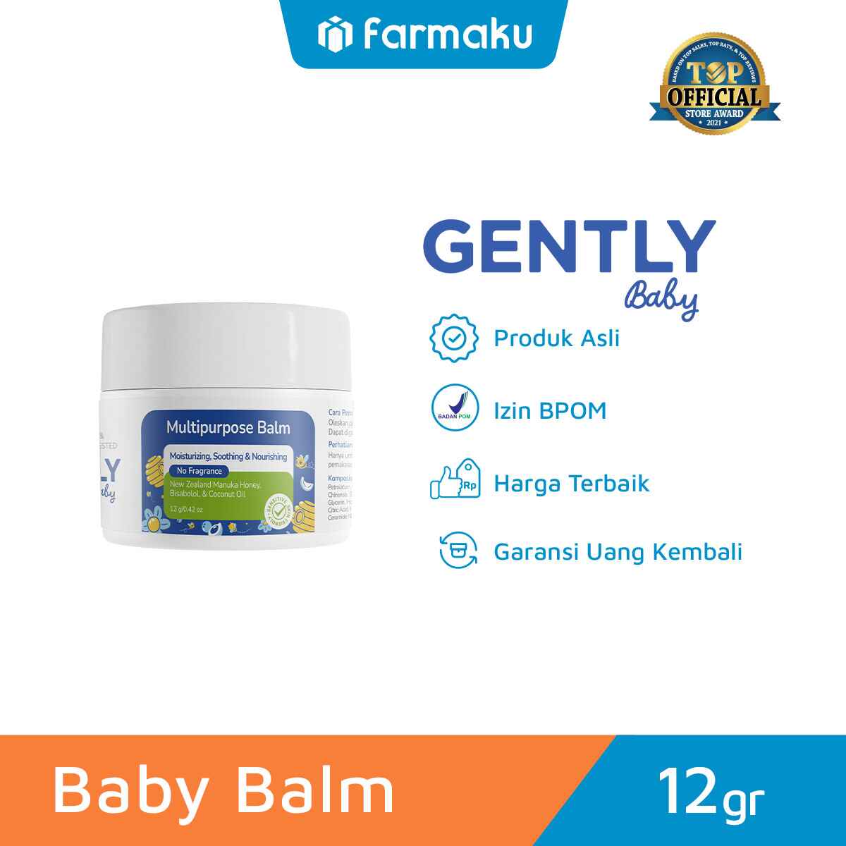 Gently Baby Multipurpose Balm Jar 12 gr | Farmaku