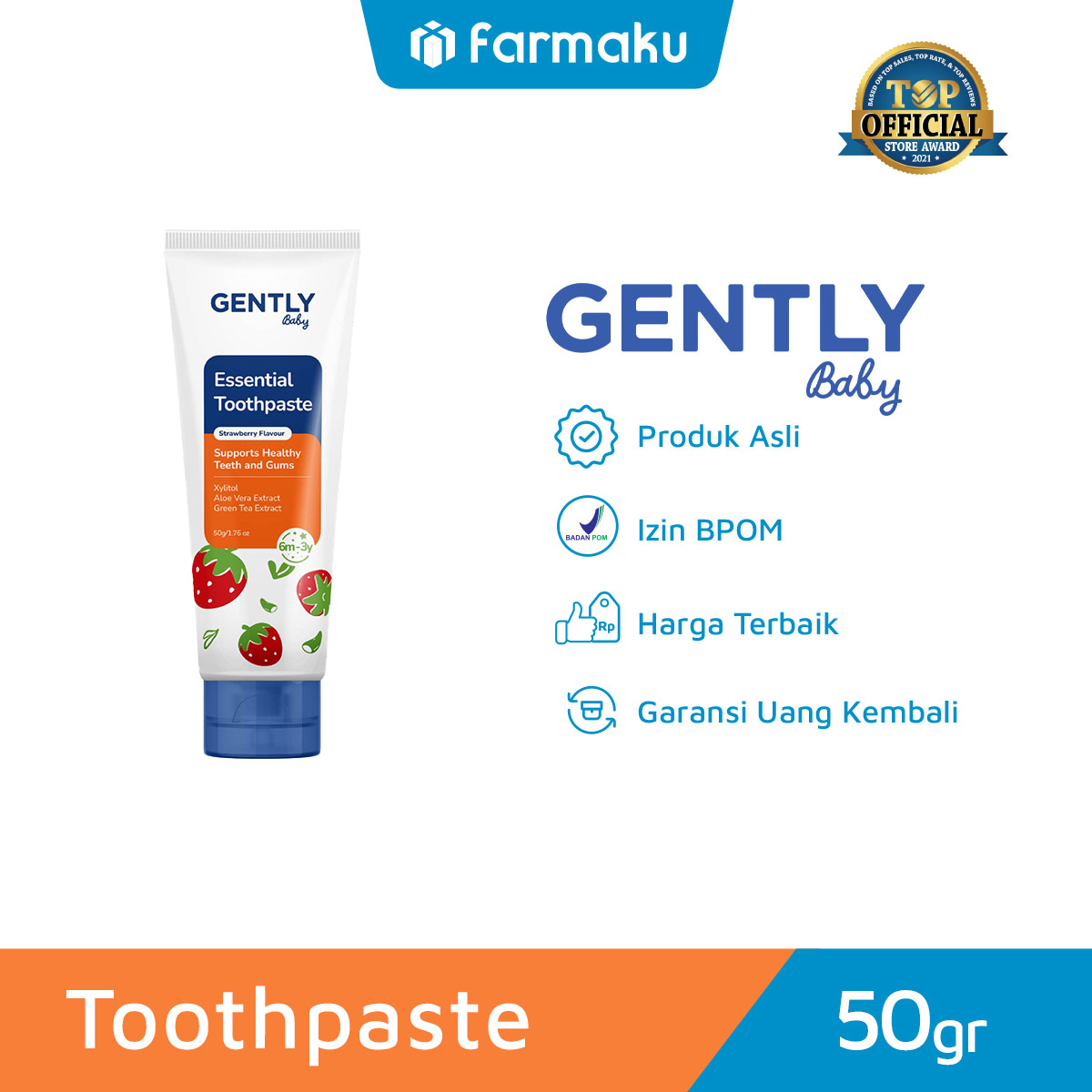 Gently Baby Essential Toothpaste Strawberry Tube 50 gr | Farmaku
